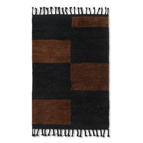 Mara Knotted Rug, Black/Chocolate