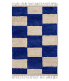 Mara Knotted Rug, Bright Blue/Off-White