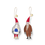 Elf Pair Multicolour, Set of 2 Embroidered Ornaments